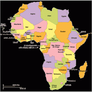 Carte de l'Afrique avec le nom des pays
