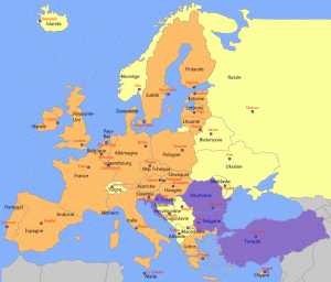 Carte de l'europe avec capitale
