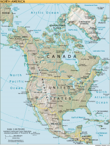 Carte géographique de l'Amérique